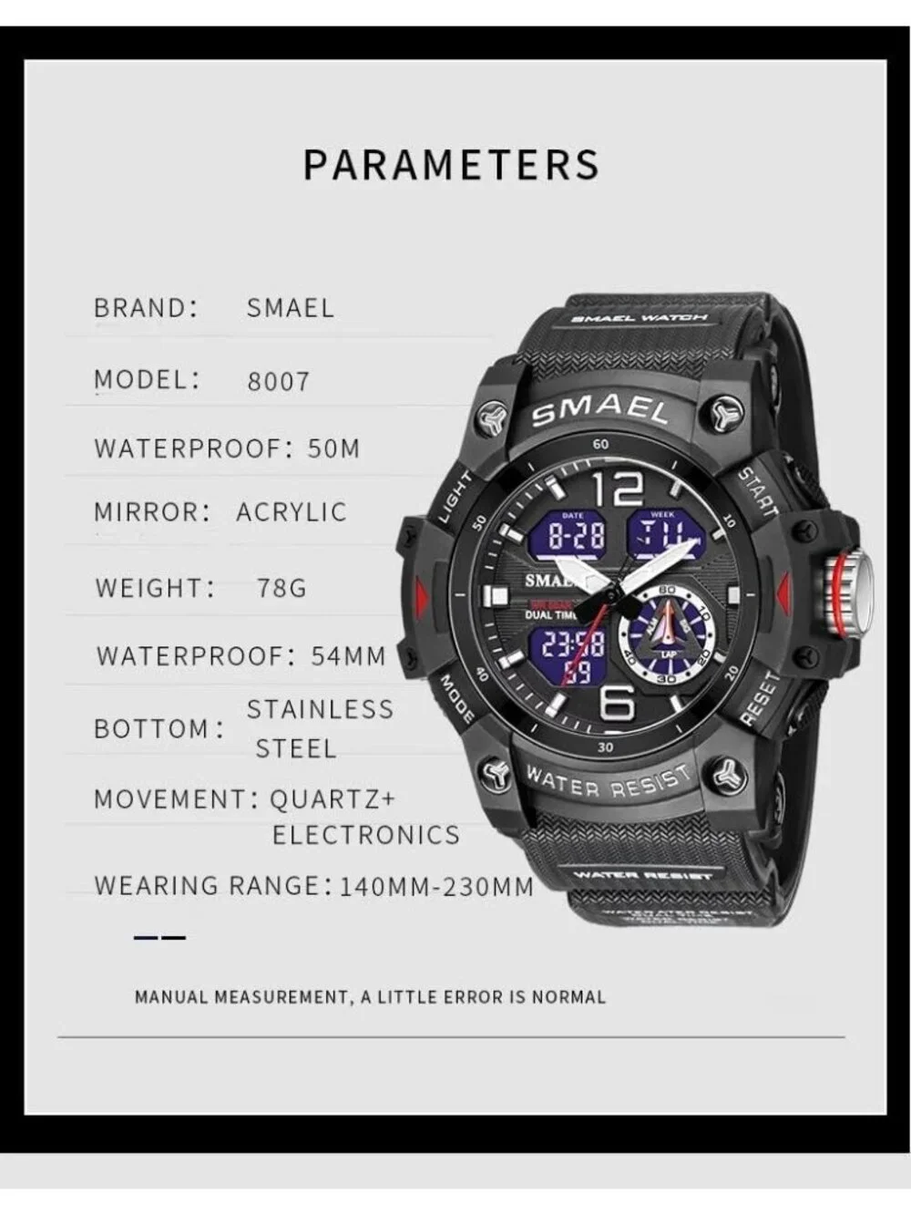 Men Dark Blue Analog Quartz S-Shock Waterproof Outdoor Sports LED Digital Watch